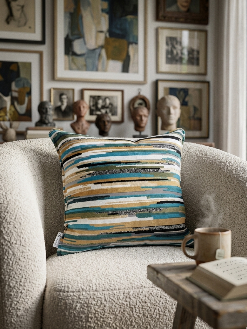 Cuscino Arredo in Ciniglia e Velluto – Made in Italy, Lavabile e "Double Face" Flots