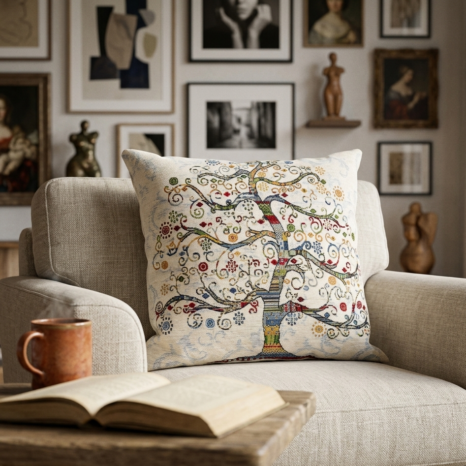 Cuscino d'arredo Albero della vita jacquards