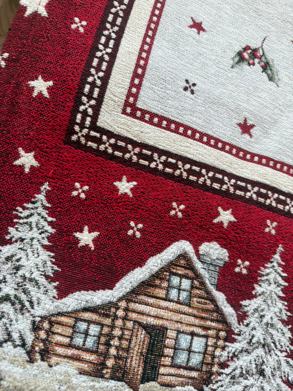 Tovaglia di Natale in Ciniglia Red Chalet