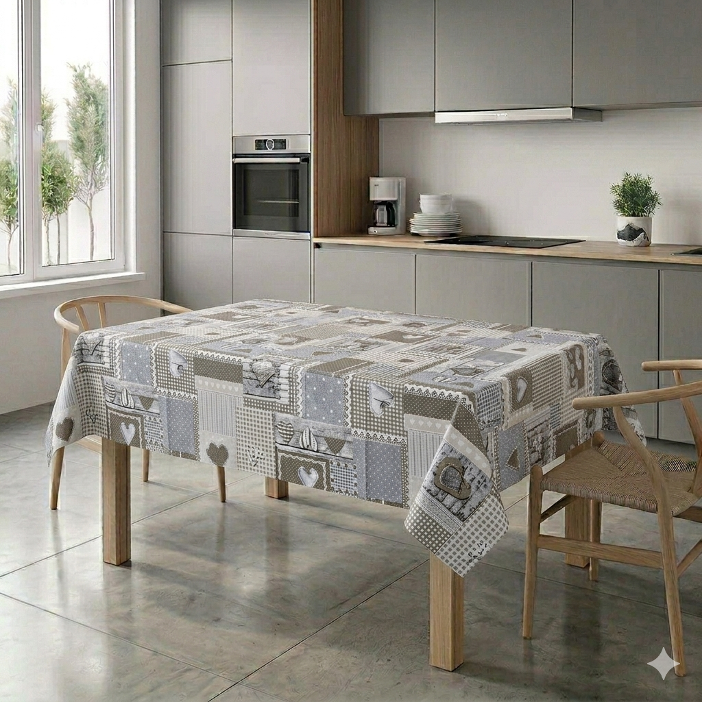 Tovaglia in Cotone Dolce Affetto grigio