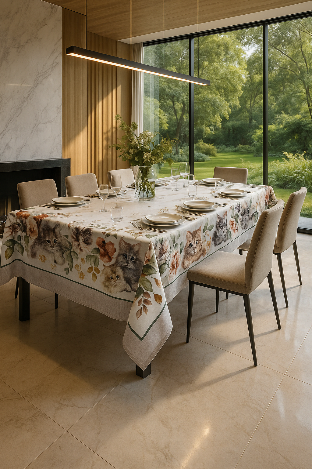 Tovaglia in Cotone Stampa Digitale Cats