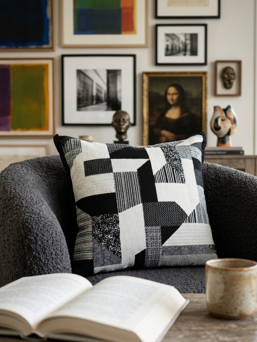Cuscino Arredo in Ciniglia e Velluto – Made in Italy, Lavabile e "Double Face" Tunne