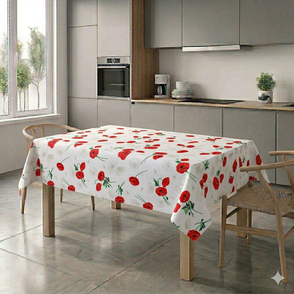 Tovaglia in Cotone Papaveri Rossi