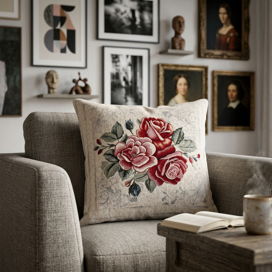 Cuscino d'arredo Cuore Boquet jacquards