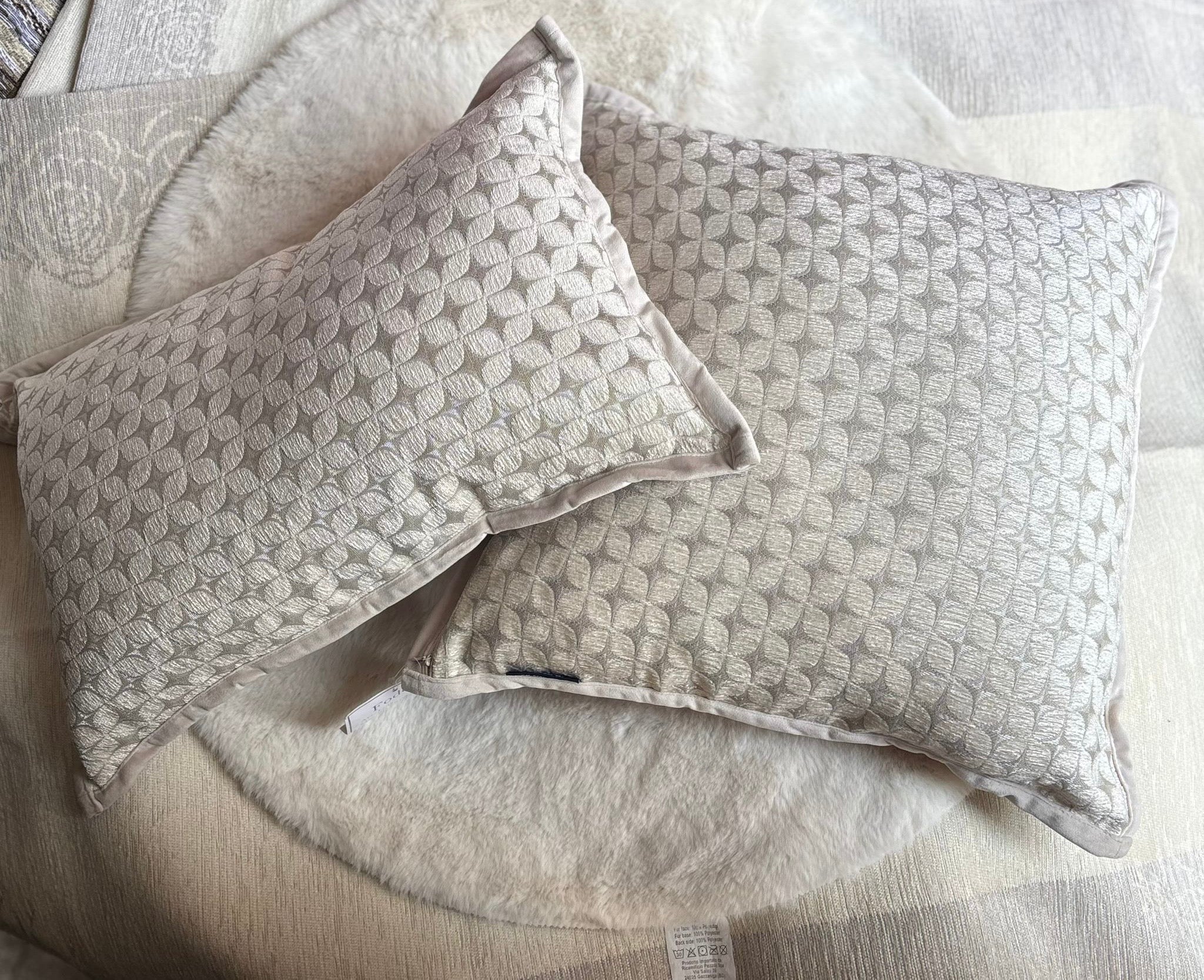 Cuscino Arredo in Ciniglia e Velluto – Made in Italy, Lavabile e "Double Face" Zalo
