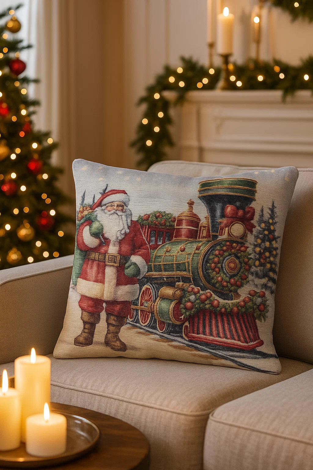 Cuscino di Natale Treno diBabbo Natale