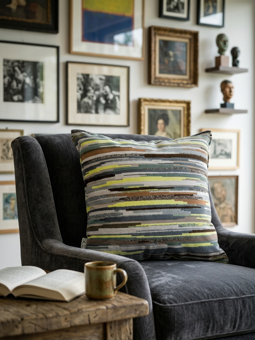 Cuscino Arredo in Ciniglia e Velluto – Made in Italy, Lavabile e "Double Face" Flots