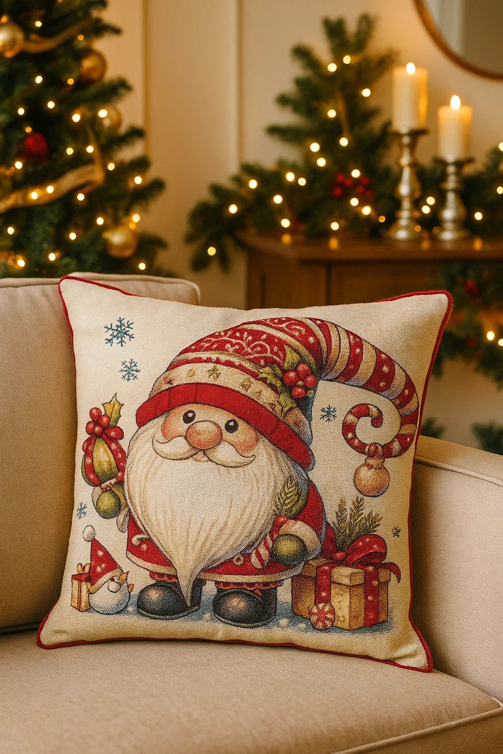 Cuscino di Natale Gnomo e Regali
