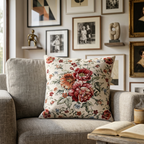 Dekoratives Kissen mit Blumenherz und Jacquard-Rosen 
