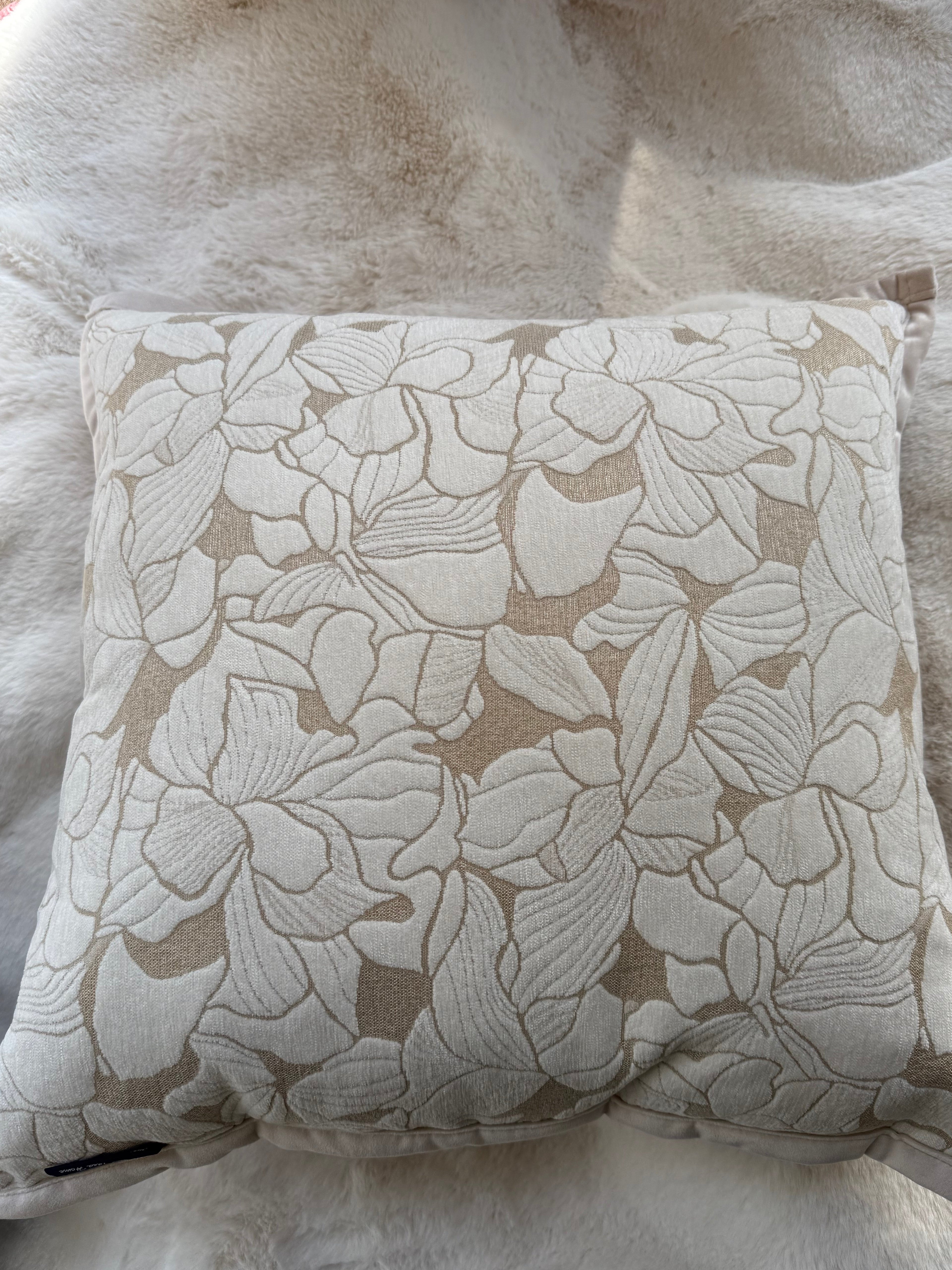 Cuscino Arredo in Ciniglia e Velluto – Made in Italy, Lavabile e "Double Face" Flower