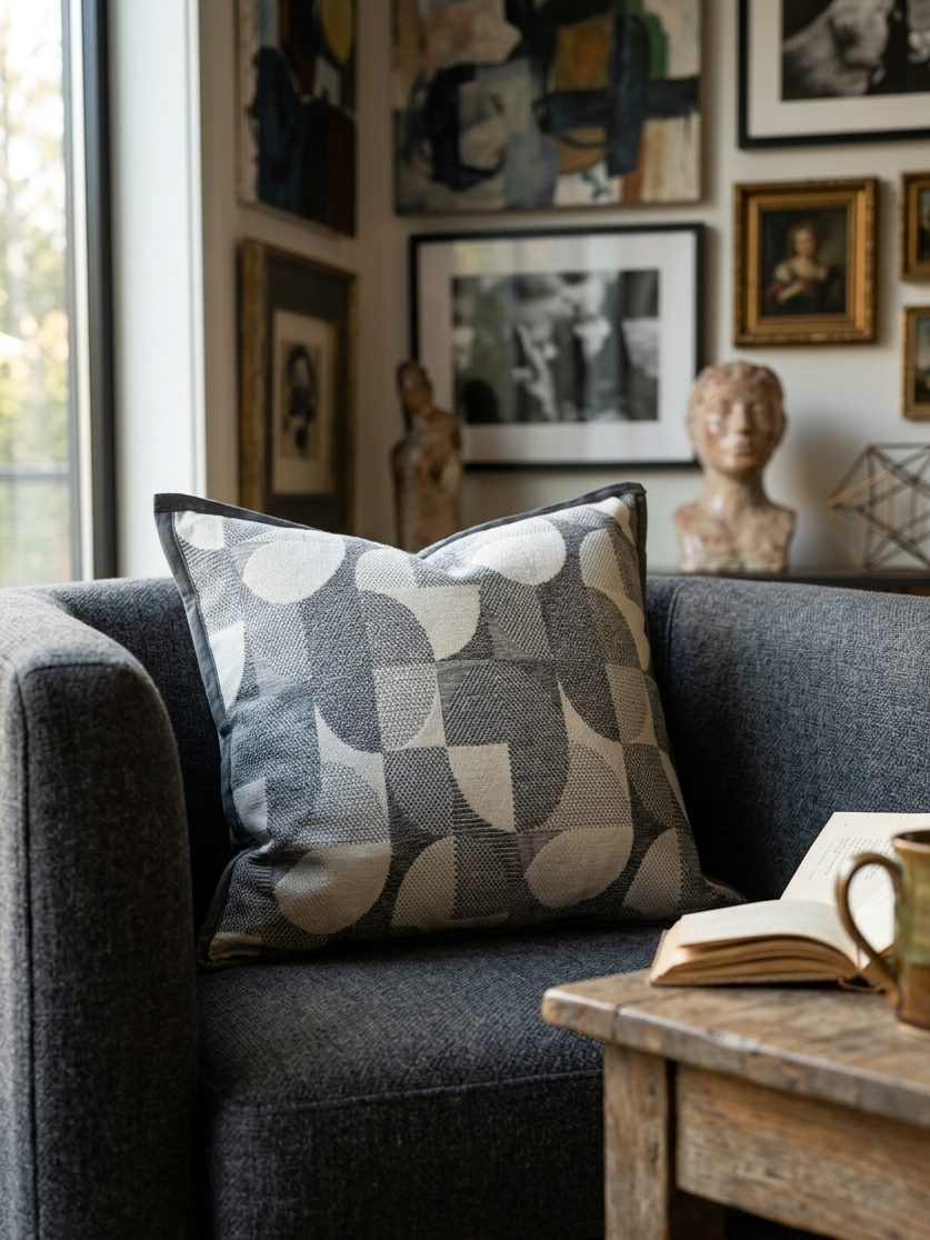 Cuscino Arredo in Ciniglia e Velluto – Made in Italy, Lavabile e "Double Face" Tunne