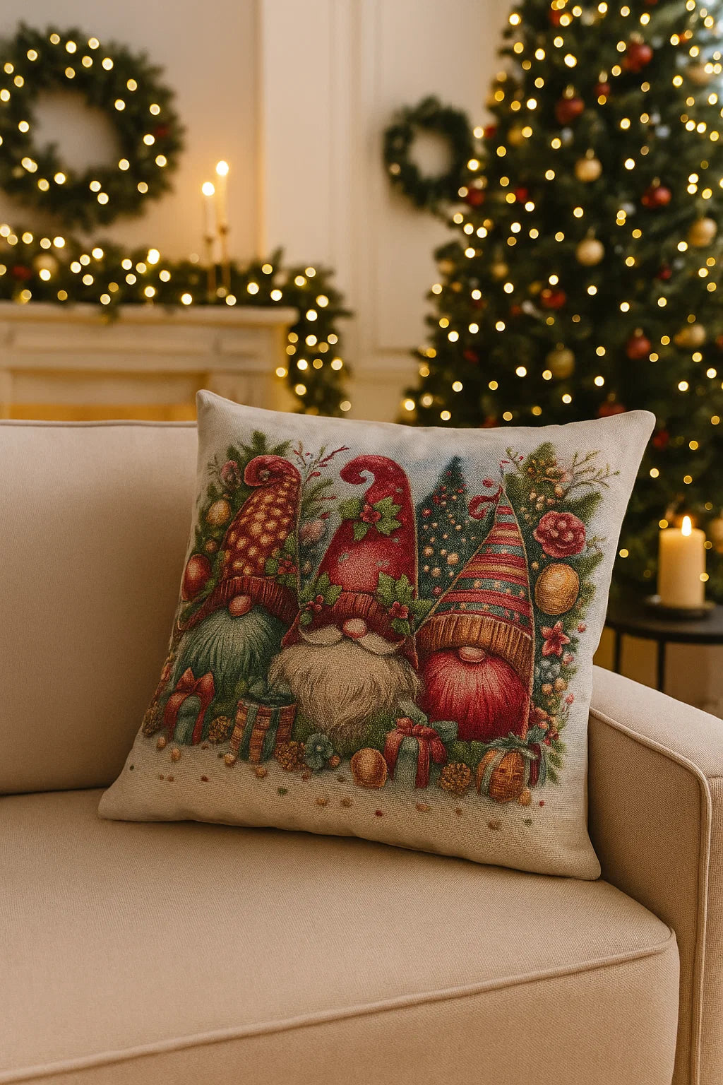 Cuscino di Natale Gnomi del Bosco