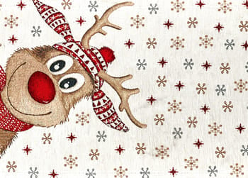 Centrotavola Natalizio 90×90 in Ciniglia – Arredo Tavola Rudolph