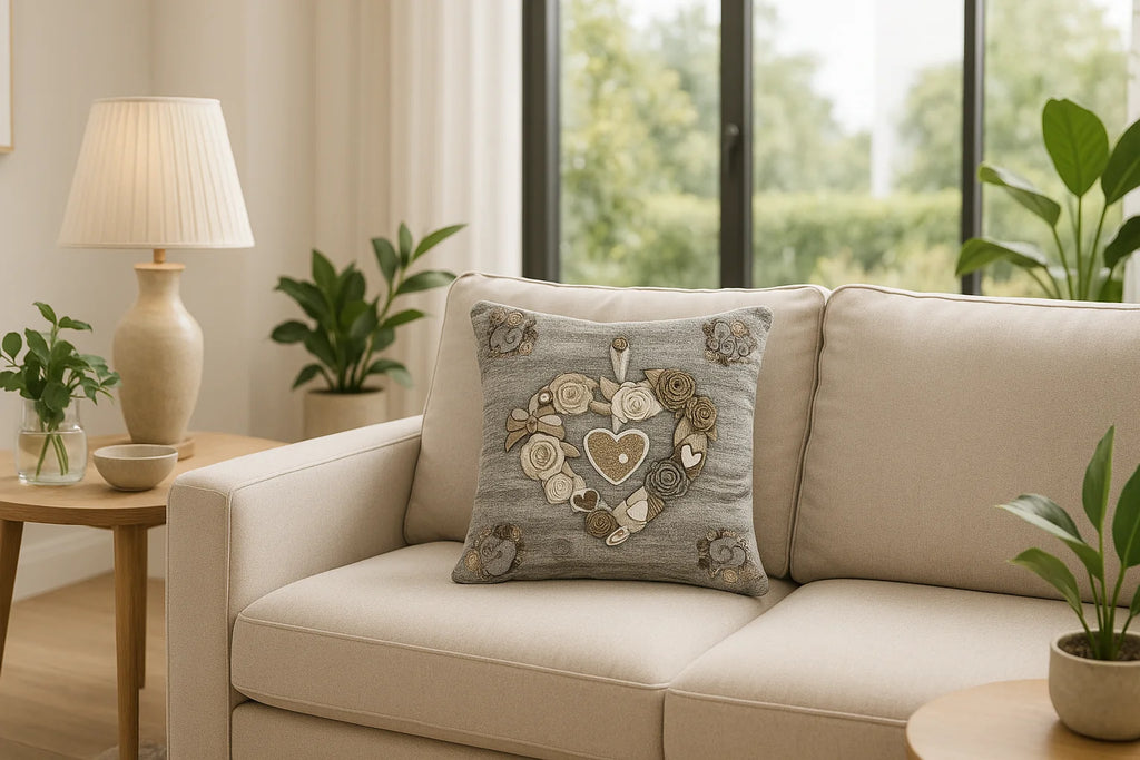 Cuscino d'arredo Cuore fiorato  jacquards