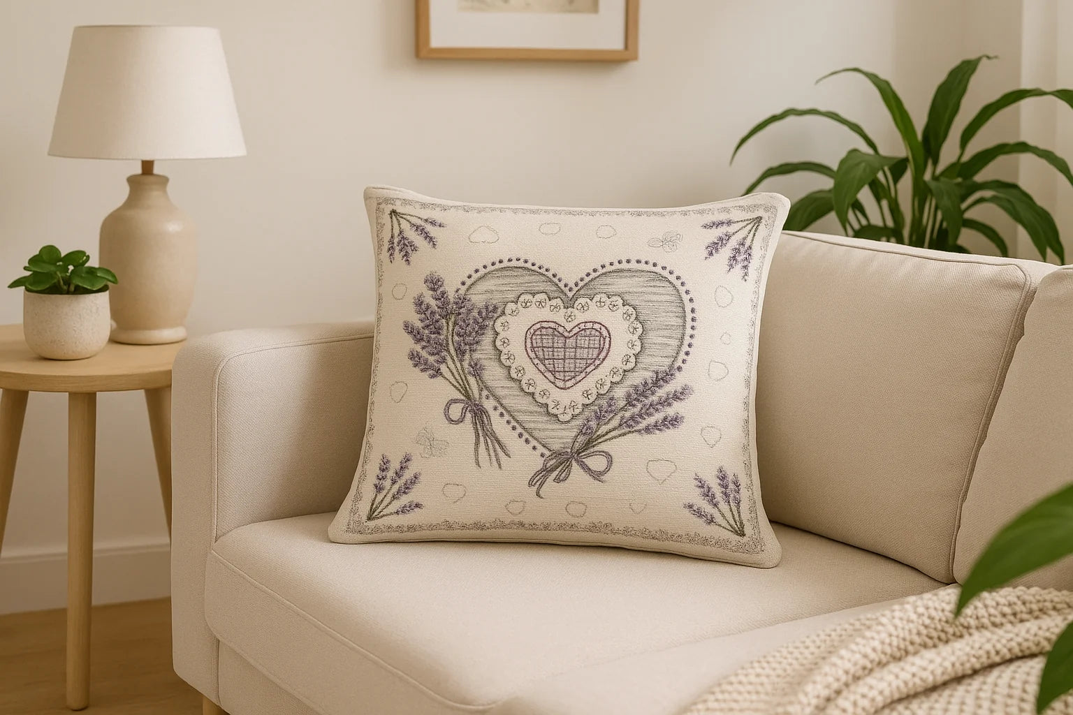 Cuscino d'arredo Cuore di Lavanda jacquards