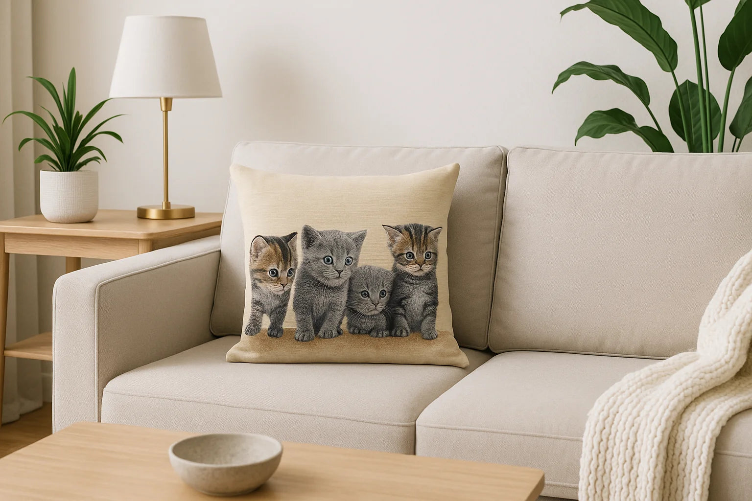 Cuscino d'arredo Gattini occhi azzurri  jacquards