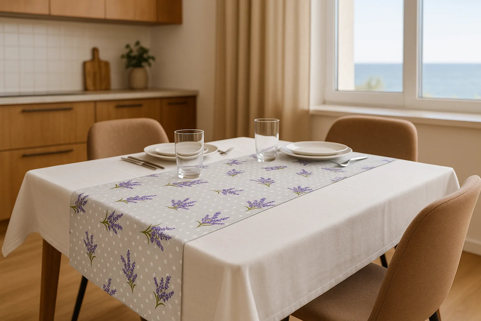 Runner in Cotone Pioggia di Lavanda