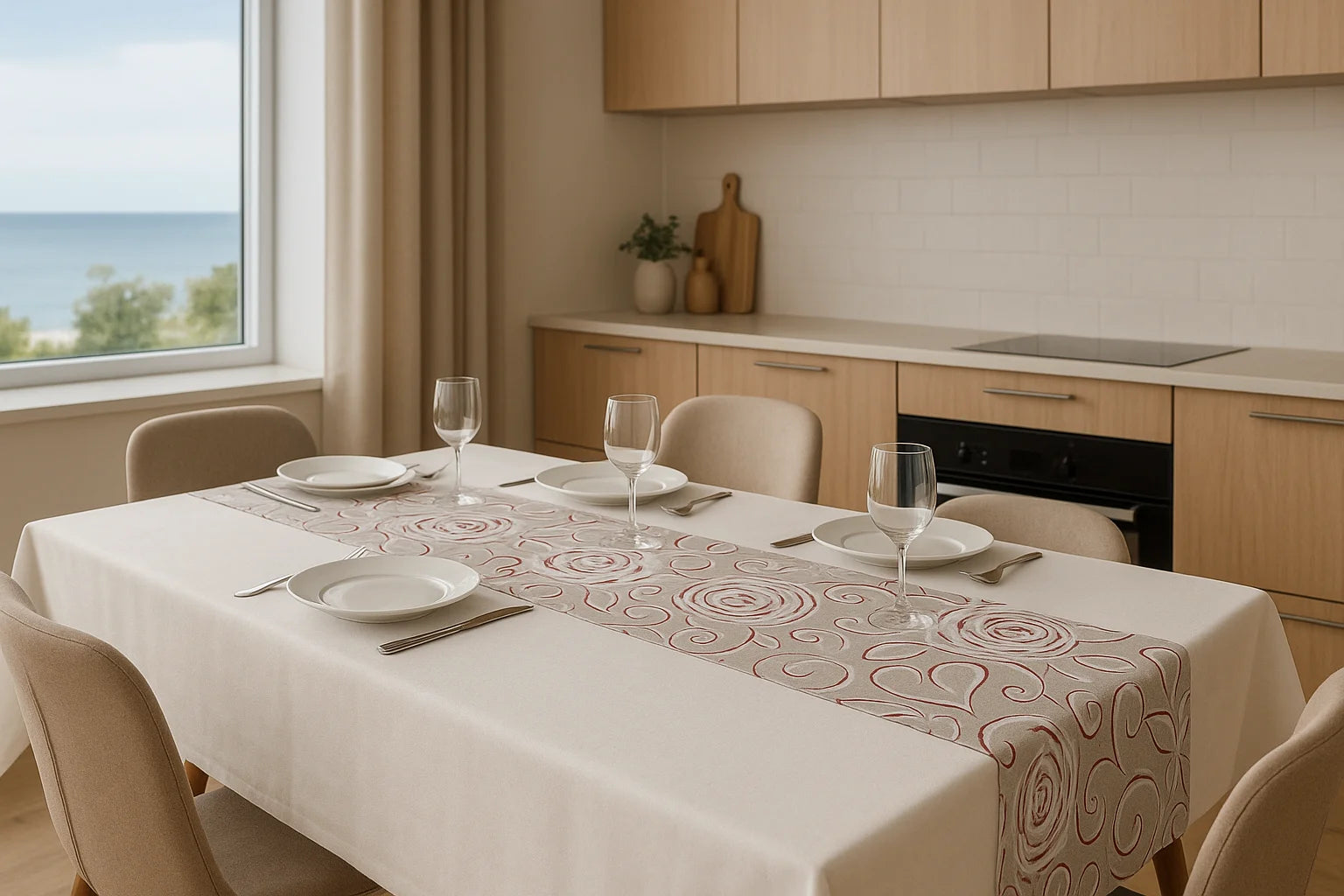 Runner in Cotone Peonie-Rosso