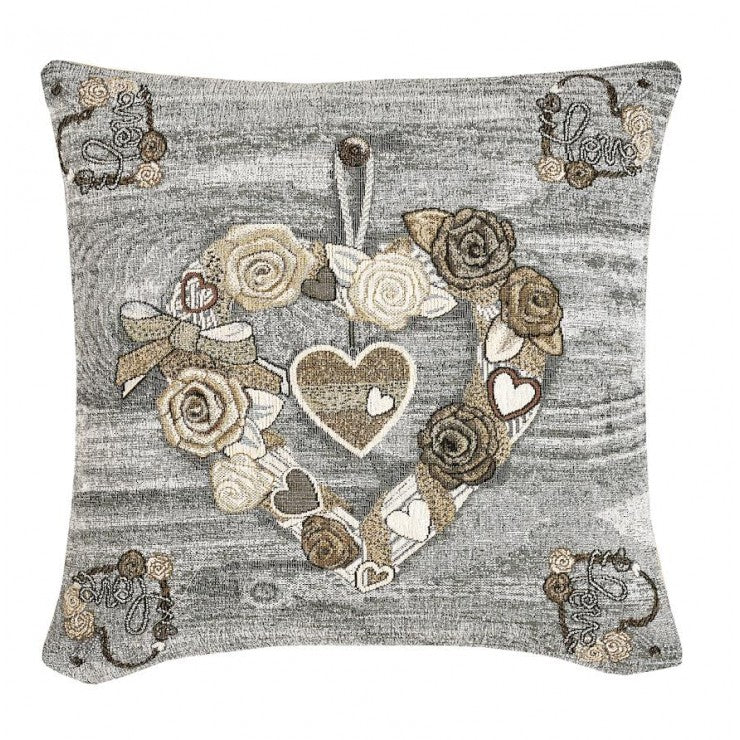 Cuscino d'arredo Cuore fiorato  jacquards