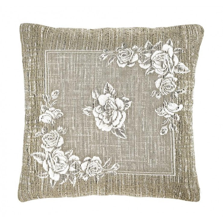 Cuscino d'arredo Rose su sfondo Boquet jacquards