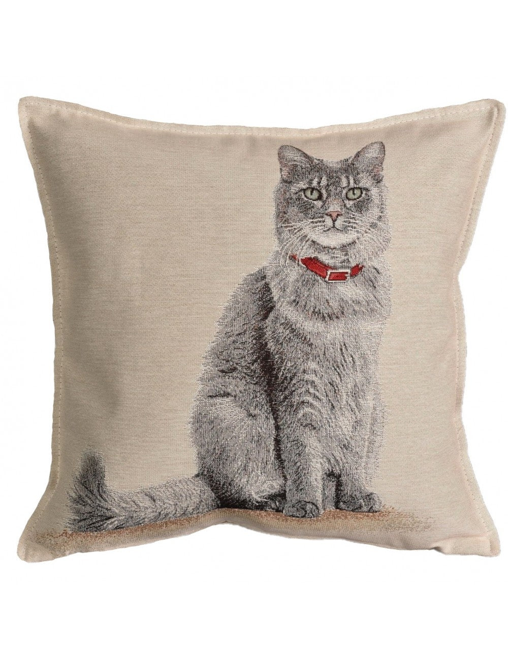 Cuscino d'arredo Gatto grigio jacquards