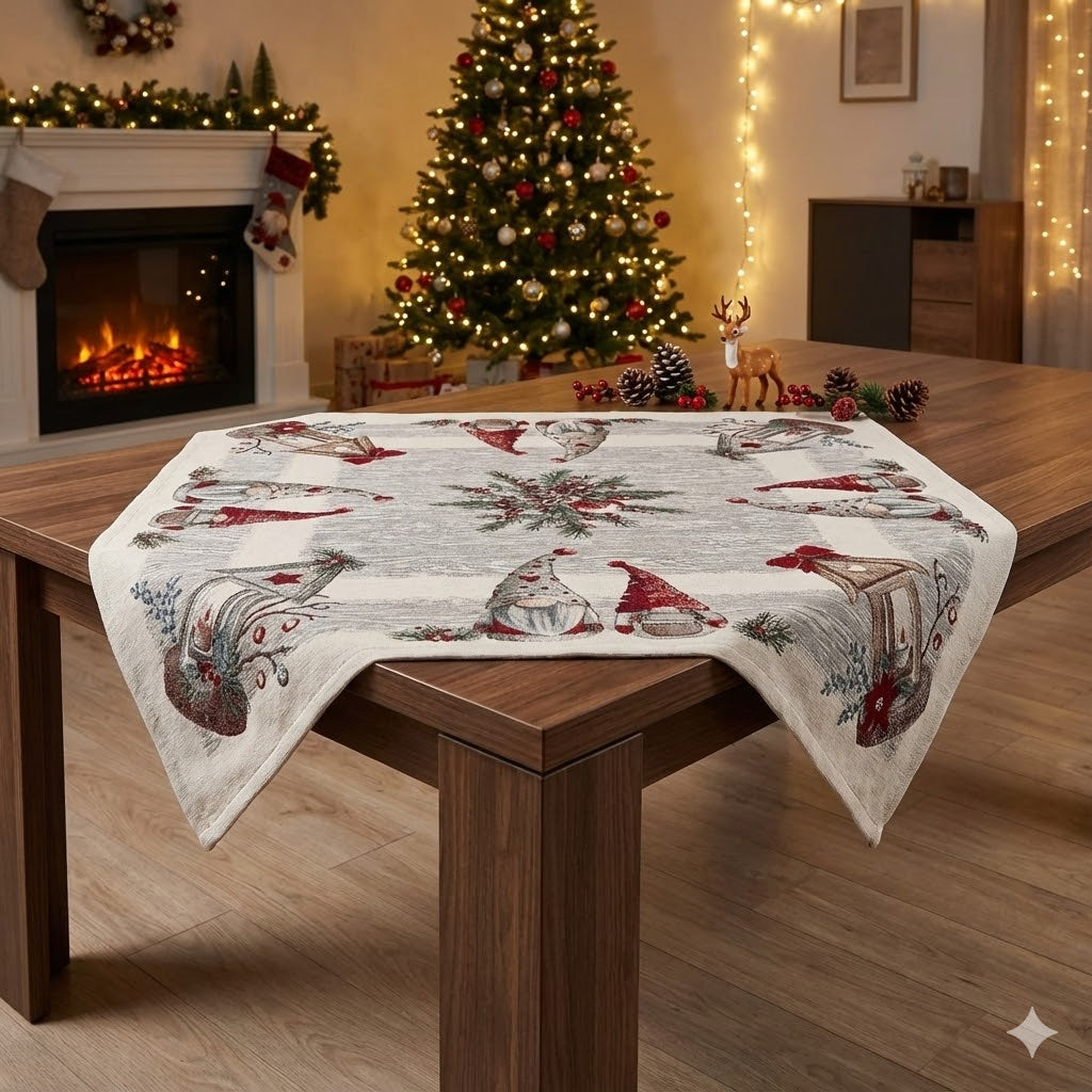Centrotavola Natalizio 90×90 in Ciniglia – Arredo Tavola magic Noel