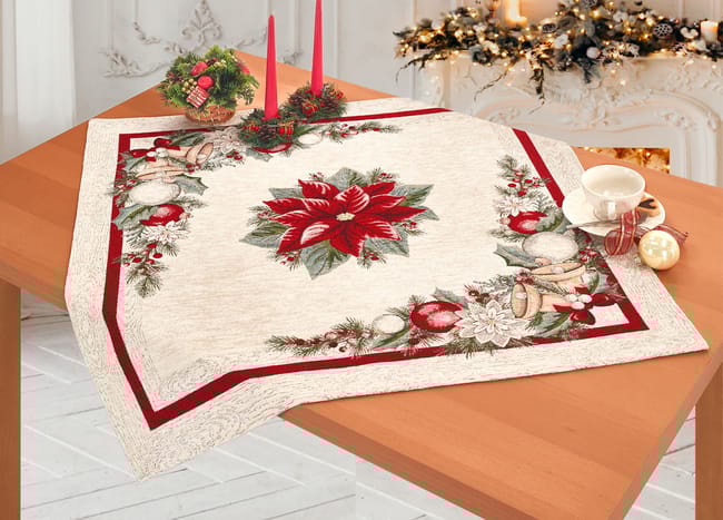 Centrotavola Natalizio 90×90 in Ciniglia – Arredo Tavolo Kristel