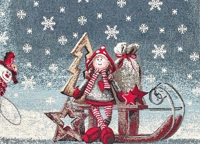 Centrotavola Natalizio 90×90 in Ciniglia – Arredo Tavolo Slitta