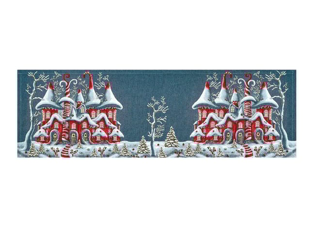 Centrotavola Natalizio 90×90 in Ciniglia – Arredo Tavola Chateaux Noel