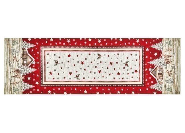 Centrotavola Natalizio 90×90 in Ciniglia – Arredo Tavola Chalet