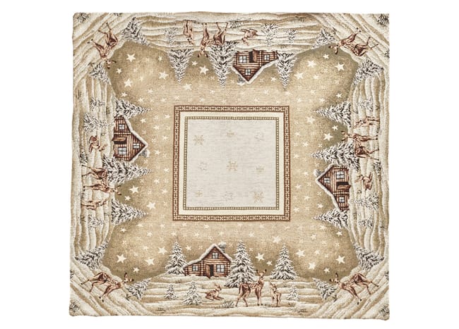 Centrotavola Natalizio 90×90 in Ciniglia – Arredo Tavolo Chalet Brown