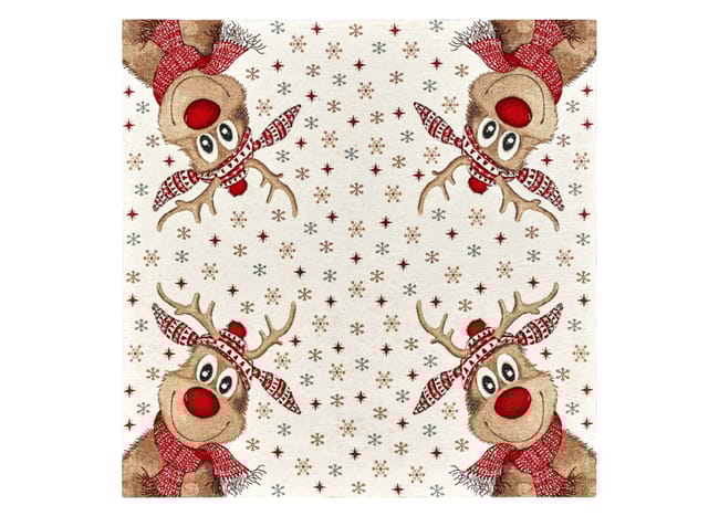 Centrotavola Natalizio 90×90 in Ciniglia – Arredo Tavola Rudolph