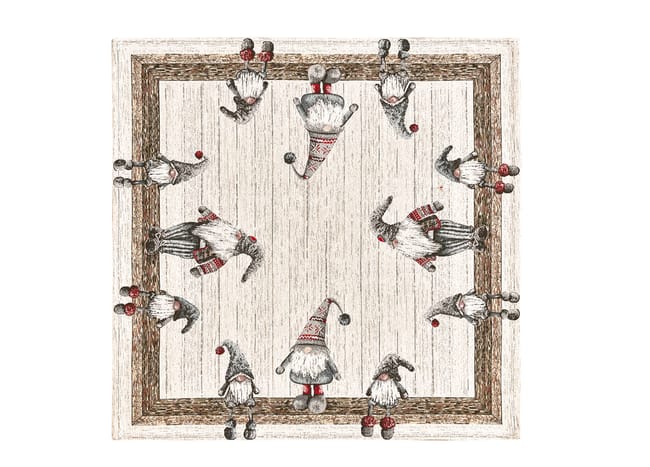 Centrotavola Natalizio 90×90 in Ciniglia – Arredo Tavolo Elfo Beige