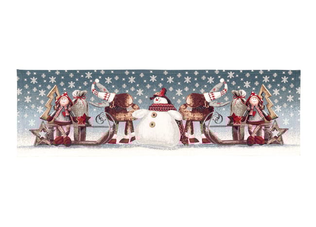 Centrotavola Natalizio 90×90 in Ciniglia – Arredo Tavolo Slitta