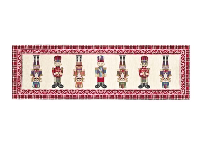 Centrotavola Natalizio 90×90 in Ciniglia – Arredo Tavola Schiaccianoci