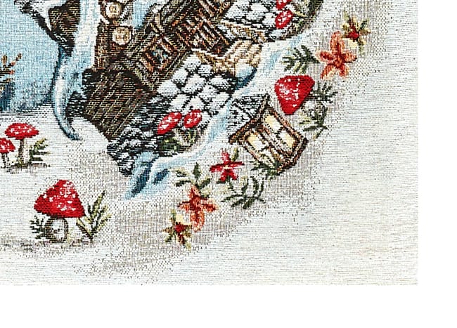 Centrotavola Natalizio 90×90 in Ciniglia – Arredo Tavola Elfo Mush