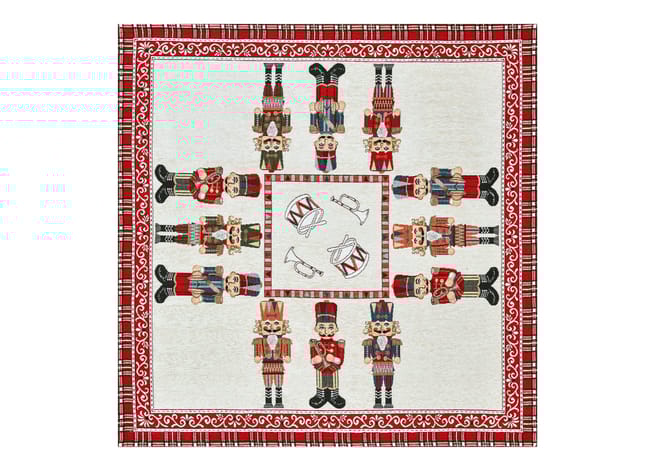 Centrotavola Natalizio 90×90 in Ciniglia – Arredo Tavola Schiaccianoci