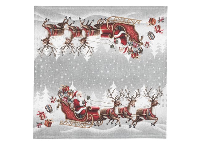 Centrotavola Natalizio 90×90 in Ciniglia – Arredo Tavolo Carrozza