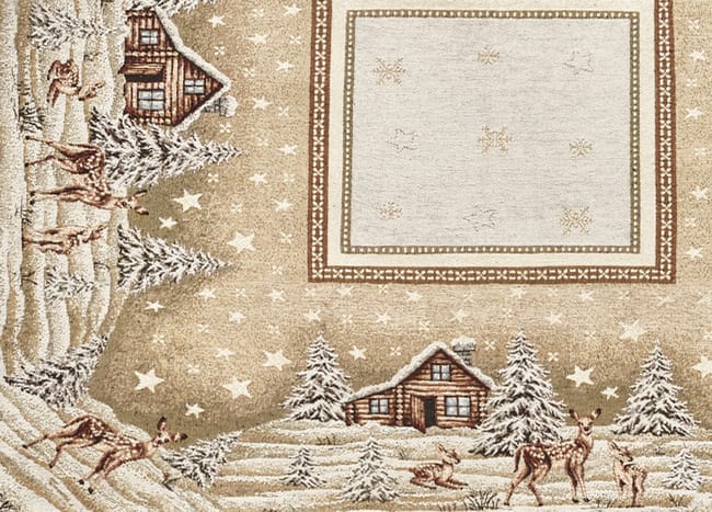 Centrotavola Natalizio 90×90 in Ciniglia – Arredo Tavolo Chalet Brown