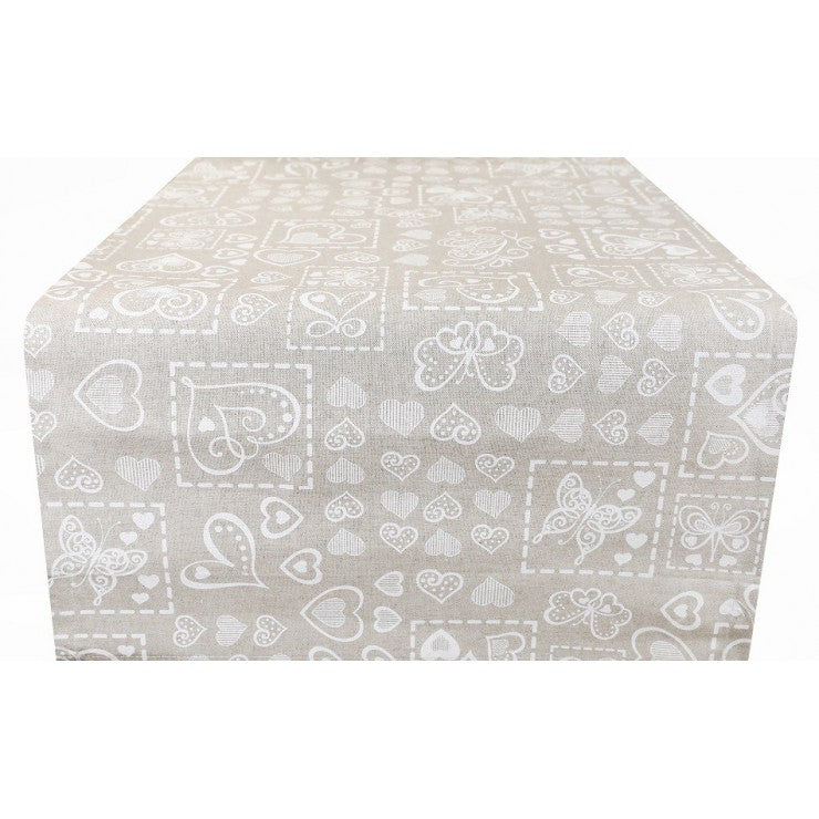 Runner in Cotone Cuori Quadrati White