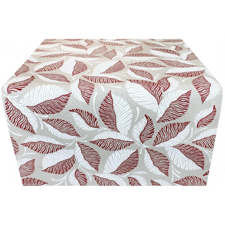 Runner in Cotone Foglie-Rosso