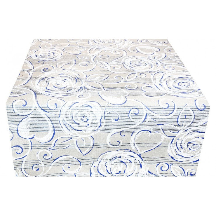 Tovaglia in Cotone Peonie blu