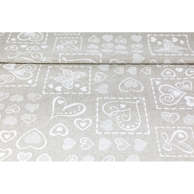 Tovaglia in Cotone Cuori Quadrati White