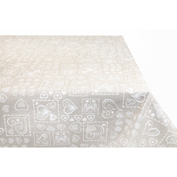 Tovaglia in Cotone Cuori Quadrati White