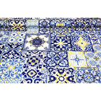 Tovaglia in Cotone Maioliche Rustiche blu