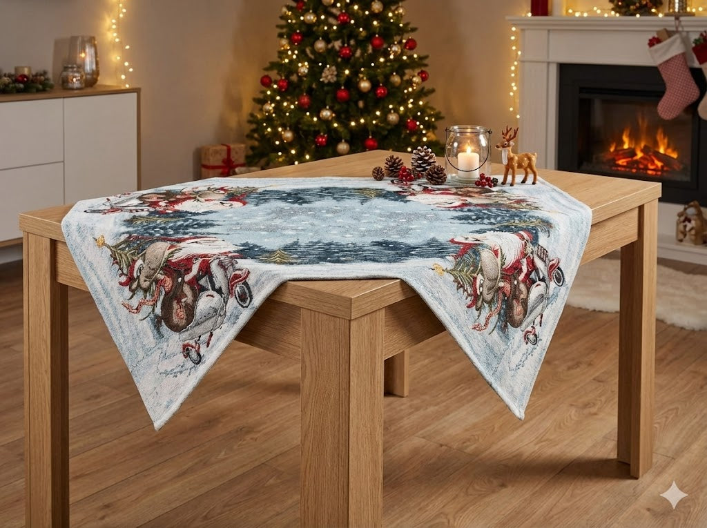Centrotavola Natalizio 90×90 in Ciniglia – Arredo Tavolo Sidecar
